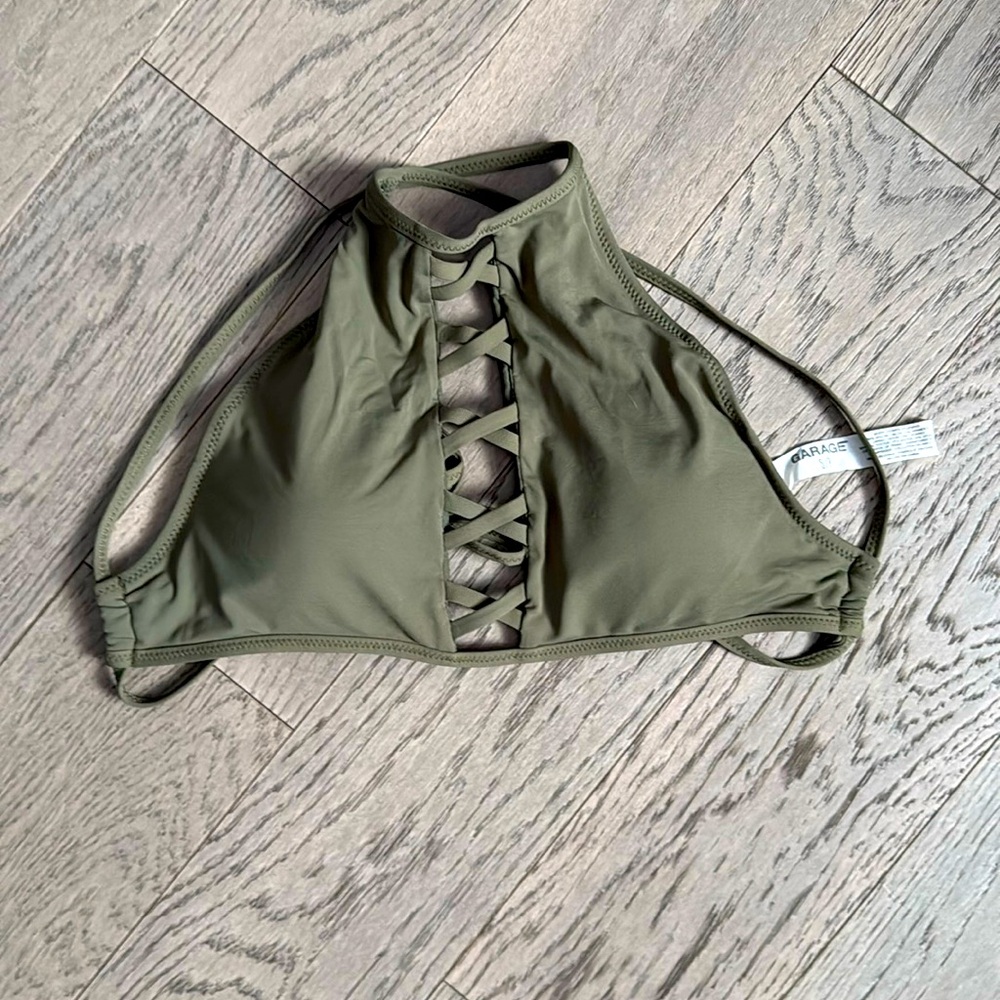 Garage camouflage green bikini top